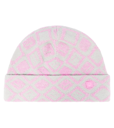 Acne Studios Kids' Beanie Aus Jacquard In Pink