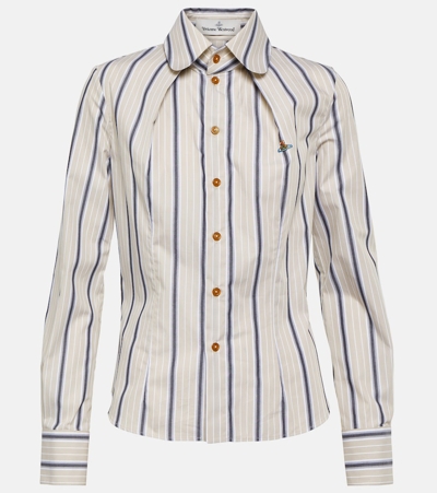 Vivienne Westwood Toulouse Striped Cotton Poplin Shirt In Green