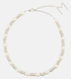 Magda Butrym Embellished Necklace With Rose Quartz In Metallic