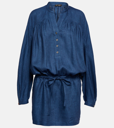 Loro Piana Linen Minidress In Blue