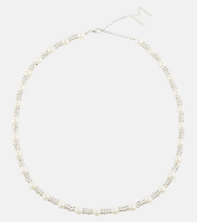 Magda Butrym Embellished Necklace With Rose Quartz In Metallic