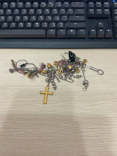 Pre-owned Hedi Slimane X Saint Laurent Paris Runway Punk Charms Pearl Bracelet In Gold Silver