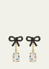 Oscar De La Renta Lil Bobbi Crystal Drop Bow Earrings In Jet
