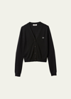Miu Miu Logo-embroidered Cashmere Cardigan In F0002 Nero