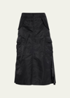 Sacai Nylon-twill Pleated Cargo Midi Skirt In Black