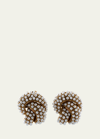 Oscar De La Renta Pave Knot Earrings In Pearl