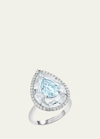 BOGHOSSIAN WHITE GOLD INLAY SHINE RING WITH AQUAMARINE AND CRYSTAL