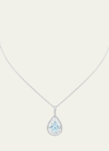 BOGHOSSIAN WHITE GOLD INLAY SHINE PENDANT WITH AQUAMARINE AND CRYSTAL