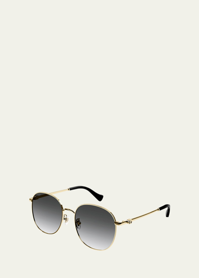 Gucci Gradient Gg Round Metal Sunglasses In Gold