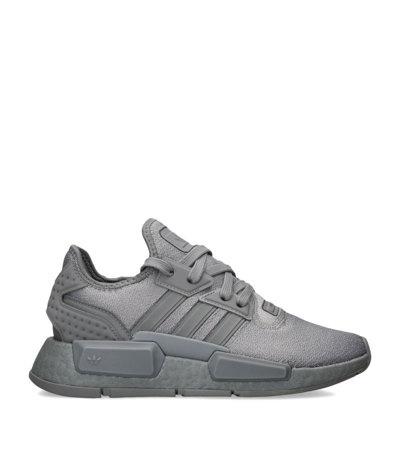 Adidas Originals Kids' Nmd 01 J Logo-patch Woven Low-top Trainers 9-10 Years In Grey