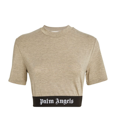 Palm Angels Cropped T-shirt In Black