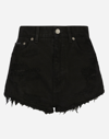 Dolce & Gabbana High Waist Denim Shorts In Multicolor