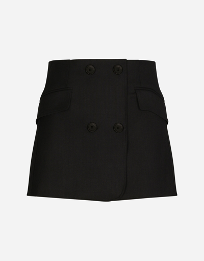 Dolce & Gabbana Twill Mini Wrap Skirt In Black
