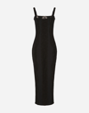 Dolce & Gabbana Jersey Calf-length Dress With Lace Inserts In Black