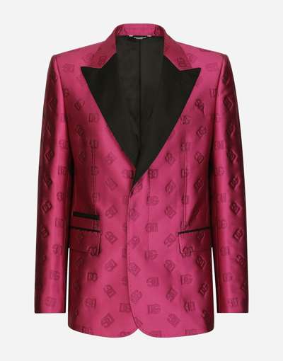 Dolce & Gabbana Jacquard Single-breasted Tuxedo In Fuchsia