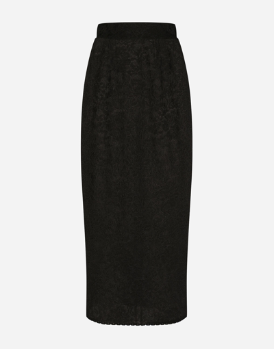 Dolce & Gabbana Lace-stitch Calf-length Skirt In Black
