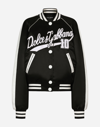 DOLCE & GABBANA SATIN VARSITY BOMBER JACKET WITH DOLCE&GABBANA EMBROIDERY