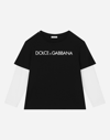 Dolce & Gabbana Long-sleeved Jersey T-shirt With Logo Print In Multicolor