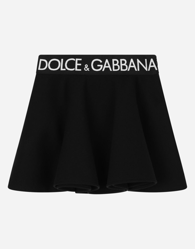 Dolce & Gabbana Circle Miniskirt With Branded Elastic In Black