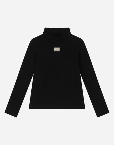 Dolce & Gabbana Interlock T-shirt With Logo Tag In Black