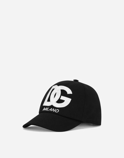 Dolce & Gabbana Kids' Embroidered Logo Cotton Baseball Hat In Black