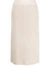 Brunello Cucinelli Ribbed-knit Midi Skirt In Beige