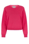 Moschino Logo Jacquard Knit Wool Blend Sweater In Fuxia