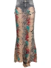 Vitelli Distressed-effect Doomboh® Mermaid Skirt In M2 Mixed Red And Azul