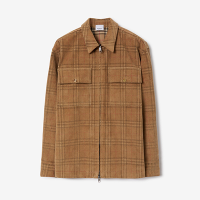 Burberry Check Corduroy Oversized Shirt In Multicolor
