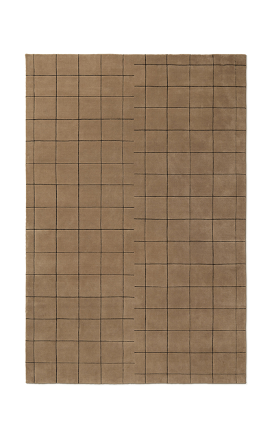 Nordic Knots Grid By ; Hand Loomed Area Rug In Chestnut/black; Size 5' X 8' In Brown
