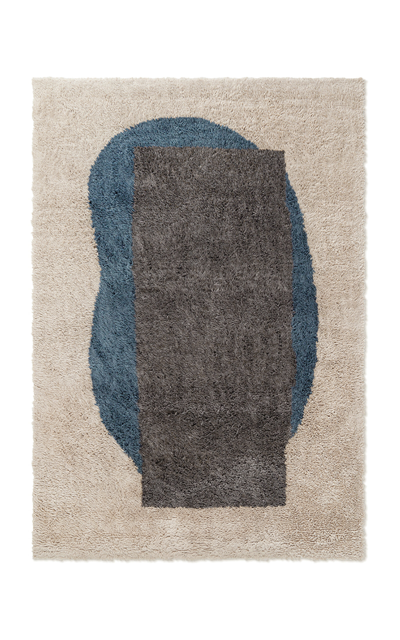 Nordic Knots Monolith 02 By ; Shaggy Area Rug In Sand/teal; Size 4' X 6' In Taupe
