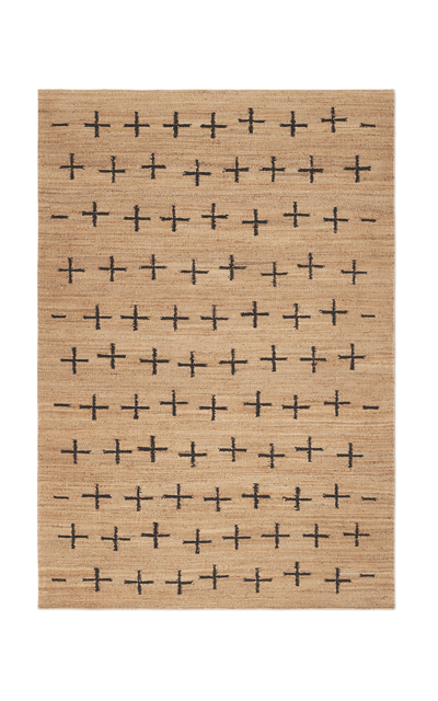 Nordic Knots Jute Cross By ; Flatweave Area Rug In Black; Size 5' X 8'