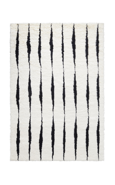 Nordic Knots Fjord By ; Shaggy Area Rug In Cream/black; Size 4' X 6' In Off-white