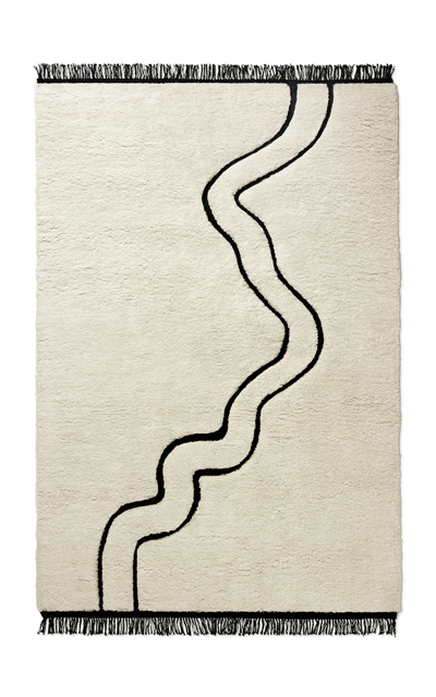 Nordic Knots River By ; Shaggy Area Rug In Mud White; Size 5' X 8' In Off-white