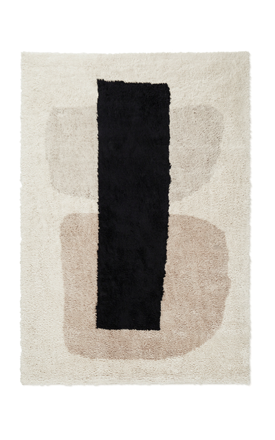 Nordic Knots Monolith 01 By ; Shaggy Area Rug In Dusty White; Size 4' X 6' In Off-white