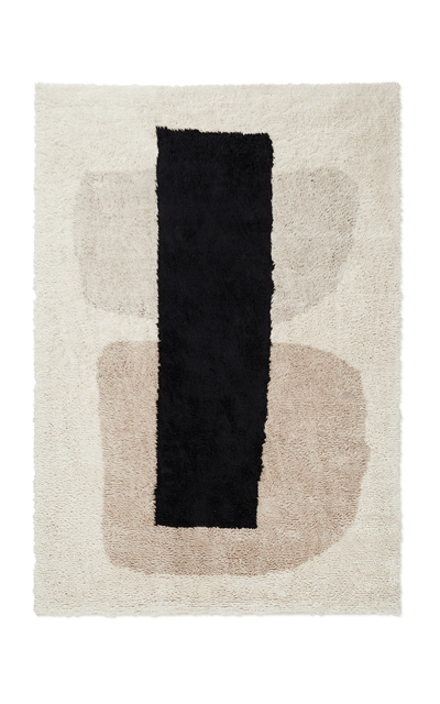 Nordic Knots Monolith 01 By ; Shaggy Area Rug In Dusty White; Size 6' X 9' In Off-white