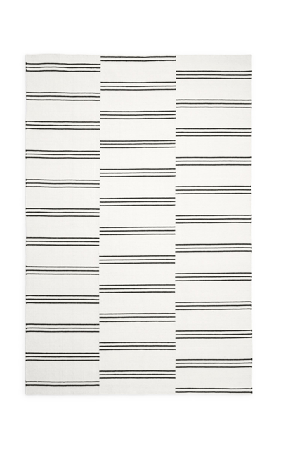 Nordic Knots Stripes By ; Flatweave Area Rug In Cream/black; Size 2.5' X 16' In Off-white