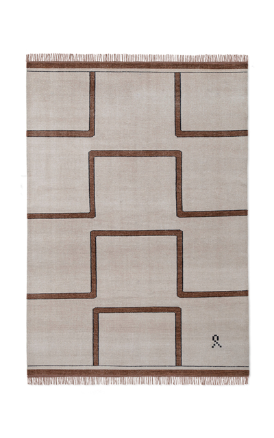 Nordic Knots Elder 03 By ; Hand Knotted Area Rug In Terracotta; Size 5' X 8' In Grey