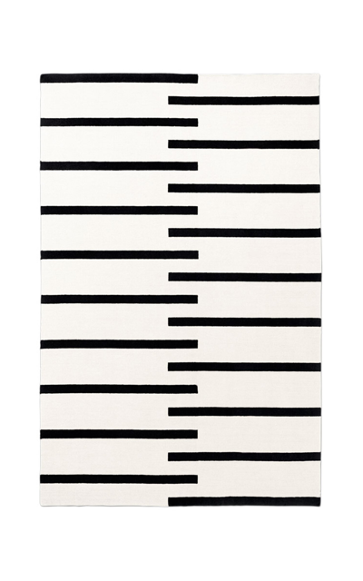 Nordic Knots Tiger By ; Flatweave Area Rug In Cream/black; Size 9' X 12' In Off-white