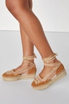 FREE PEOPLE DESTINO PEACHY SAND SUEDE LACE-UP ESPADRILLE PLATFORMS