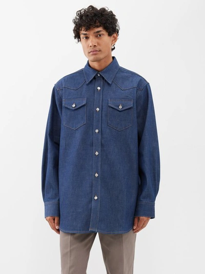 Acne Studios Indigo Button-up Denim Shirt In Indigo Blue