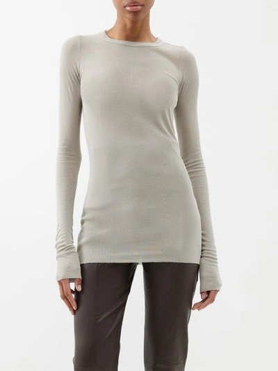 Rick Owens Ribbed-knit Long-sleeved T-shirt In Neutral