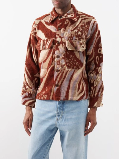 Sunflower Animal Jacquard-weave Canvas Overshirt In Brown