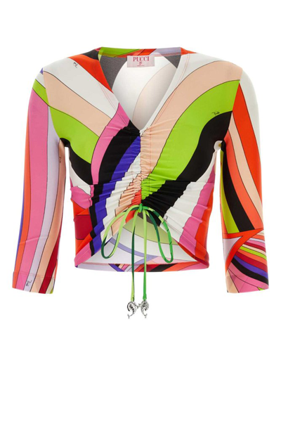 Pucci Wave-print Cropped Top In Multi
