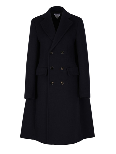 Bottega Veneta Buttoned Flared Knitted Coat In Black