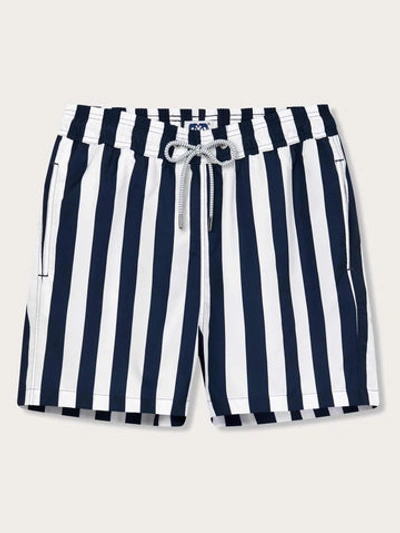 Love Brand & Co. Men's Navy Candy Stripe Staniel Swim Shorts