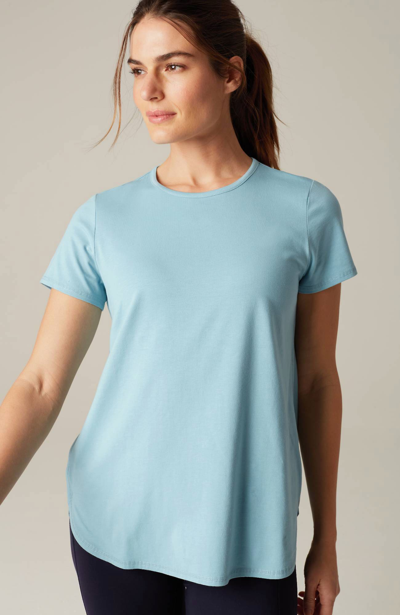 Jjill J.jill Fit Progress Pima-stretch Shirttail Tee In Crystal Blue