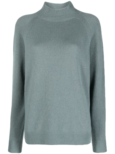 Peserico High-neck Knitted Jumper In Green Zinc