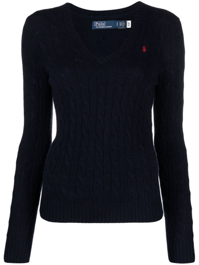 Polo Ralph Lauren V Neck Sweater With Braids