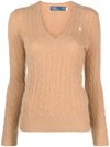 POLO RALPH LAUREN V NECK SWEATER WITH BRAIDS,211.910422